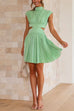 Rosiedress Mockneck Cut Out Waisted Mini Swing Dress