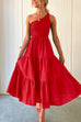 Rosiedress One Shoulder Sleeveless Smocked Ruffle Tiered Maxi Dress