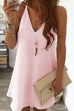 Rosiedress Solid V-neck Sleeveless Chiffon Swing Dress