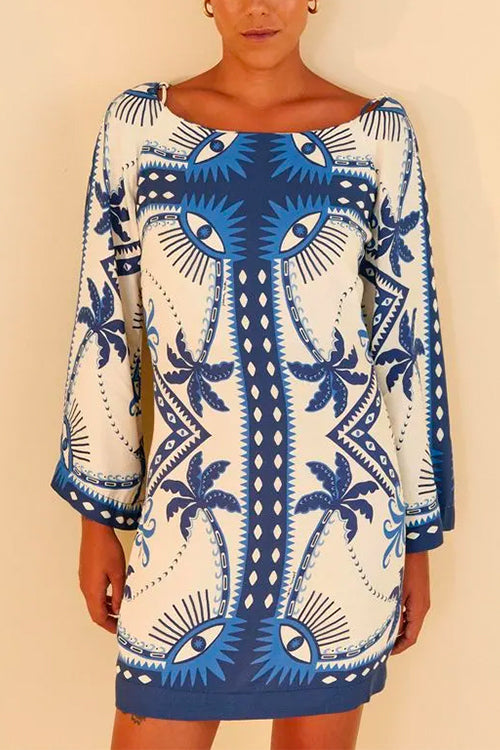 Rosiedress Long Sleeves Printed Mini Shift Dress