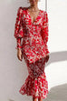 Rosiedress Deep V Neck Waisted Printed Mermaid Dress