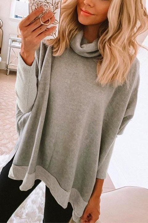 Rosiedress Cowl Neck Long Sleeve Side Split Sweatshirt