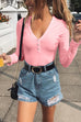 Rosiedress Buttoned V Neck Long Sleeves Bottoming Shirt