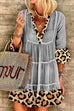 Rosiedress V Neck Leopard Splice Swing Dress