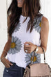 Rosiedress Crewneck Sleeveless Sunflower Tops