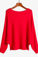 Rosiedress Boat Neck Batwing Sleeves Ribbed Knit Sweater