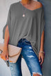 Rosiedress Loose V Neck Batwing Sleeve Solid T Shirt