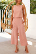 Rosiedress Back Buttons Crop Tank Top Wide Leg Pockets Pants Set