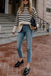 Rosiedress Striped Tuetleneck Side Split Pullover Sweater