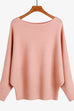 Rosiedress Boat Neck Batwing Sleeves Ribbed Knit Sweater