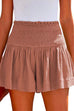 Rosiedress Elastic Smocked Waist Wide Leg Solid Shorts