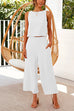 Rosiedress Back Buttons Crop Tank Top Wide Leg Pockets Pants Set
