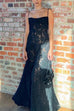 Rosiedress Spaghetti Strap Back Lace-up Applique Flower Lace Maxi Dress