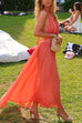 Rosiedress Deep V Neck Halter Backless Flowy Maxi Party Dress