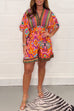 Rosiedress V Neck High Waist Wide Leg Printed Ruffle Romper