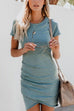 Rosiedress Short Sleeve Ruched Seafoam Mini Dress