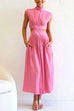 Rosiedress Mockneck Cut Out Waist Pockets Swing Dress