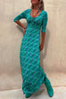 Rosiedress Scoop Neck 3/4 Sleeve Maxi Floral Dress