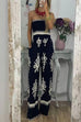 Rosiedress Off Shoulder Smocked High Waist Wide Leg Printed Jumpsuit