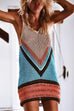 Rosiedress Color Block Hollow Out Beach Cover Up