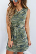 Rosiedress Tie Knot Waist Camo Sleeveless Dress
