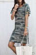 Rosiedress Knee Length Bubble Short Sleeves Camo Dress