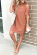 Rosiedress V Neck Cold Shoulder Solid T Shirt Dress