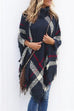 Rosiedress Tassel Color Block Classic Cloak Poncho Sweater