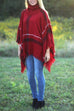 Rosiedress Tassel Color Block Classic Cloak Poncho Sweater