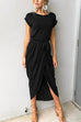 Rosiedress Short Sleeve Tie Waist Slit Midi Dress