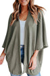 Rosiedress Solid 3/4 Sleeve Open Front Kimono Cardigan
