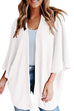 Rosiedress Solid 3/4 Sleeve Open Front Kimono Cardigan