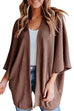 Rosiedress Solid 3/4 Sleeve Open Front Kimono Cardigan