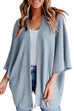 Rosiedress Solid 3/4 Sleeve Open Front Kimono Cardigan