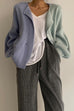 Rosiedress Drop Shoulder Color Block Sweater Cardigan