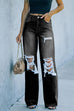 Rosiedress One Button Straight Leg Ripped Denim Pants