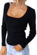 Rosiedress Square Collar Long Sleeve Bottoming Top