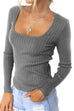 Rosiedress Square Collar Long Sleeve Bottoming Top