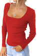 Rosiedress Square Collar Long Sleeve Bottoming Top