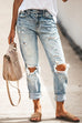 Rosiedress Distressed Rolled Hem Ripped Jeans
