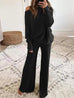 Rosiedress Cold Shoulder Pullover and Tie Waist Pants Solid Knit Set