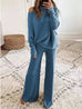 Rosiedress Cold Shoulder Pullover and Tie Waist Pants Solid Knit Set