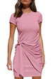 Rosiedress Crewneck Short Sleeve Tie Knot Waist Dress