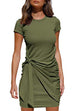 Rosiedress Crewneck Short Sleeve Tie Knot Waist Dress