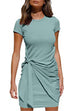 Rosiedress Crewneck Short Sleeve Tie Knot Waist Dress