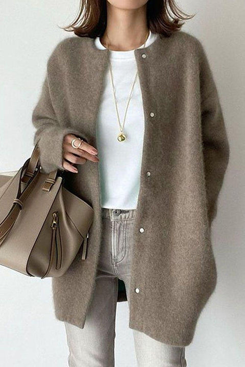 Rosiedress Crewneck Button Down Solid Outwear