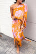 Rosiedress Casual One Shoulder Side Split Printed Dress