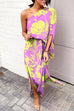 Rosiedress Casual One Shoulder Side Split Printed Dress