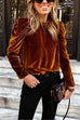 Rosiedress Turtleneck Puff Sleeve Loose Velvet Sweatshirt