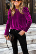 Rosiedress Turtleneck Puff Sleeve Loose Velvet Sweatshirt